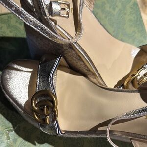 Gold Espadrille Wedge Sandals